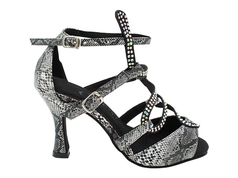 SERA7017 240 White Snake PU  with 3" Flare Heel (5059) in the photo