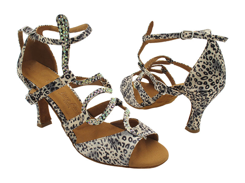 SERA7017 259 Snow Leopard Satin with 2.75&quot; Flare HEEL (11006) in the photo