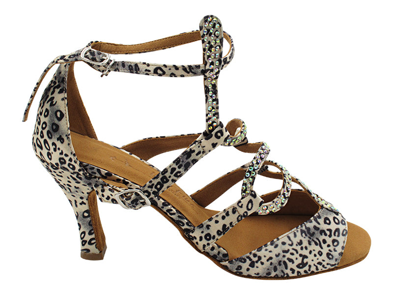 SERA7017 259 Snow Leopard Satin with 2.75&quot; Flare HEEL (11006) in the photo