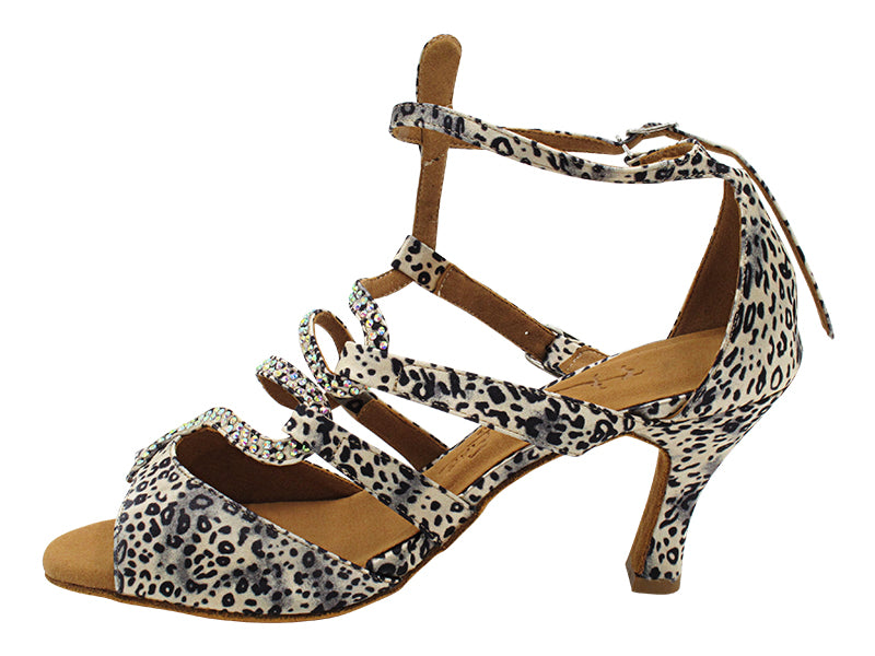 SERA7017 259 Snow Leopard Satin with 2.75&quot; Flare HEEL (11006) in the photo