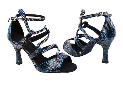 SERA7017 Blue Snake with 3&quot; heel in the photo