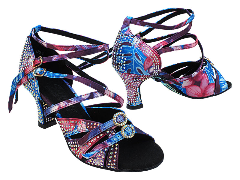 SERA7020CC 198 Blue Purple Flower Satin with 2.5 inch Heel (PG) in the photo