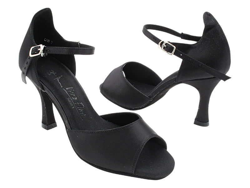 SERA7028 Black Satin with 3&quot; Flare Heel (5059) in the photo