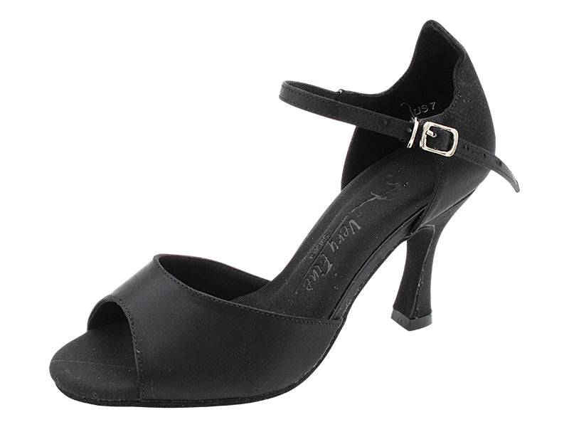 SERA7028 Black Satin with 3&quot; Flare Heel (5059) in the photo