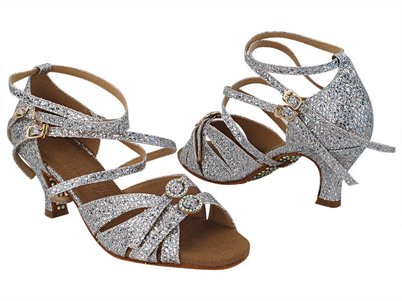 SERA7030CC 129 Silver Sparklenet_Bottom Rhinestone Only with 2.5&quot; Heel (2040) in the photo