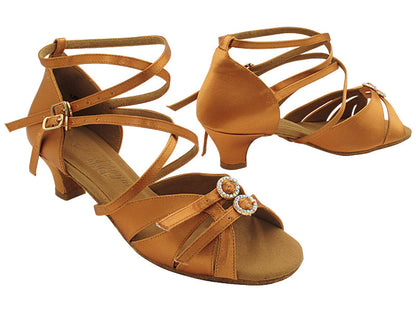 SERA7030 153 Tan Satin with 1.2&quot; Cuban Heel (CI) in the photo