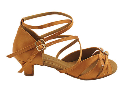 SERA7030 153 Tan Satin with 1.2&quot; Cuban Heel (CI) in the photo