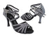 SERA7032 285 Black Glitter Satin_Double X-Straps_Black Mesh with  3" Heel (5059) in the photo