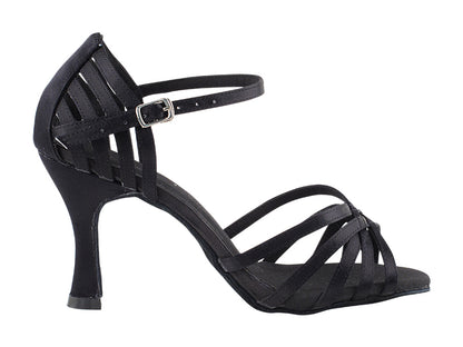 SERA7032 Black Satin with 3&quot; Heel in the photo