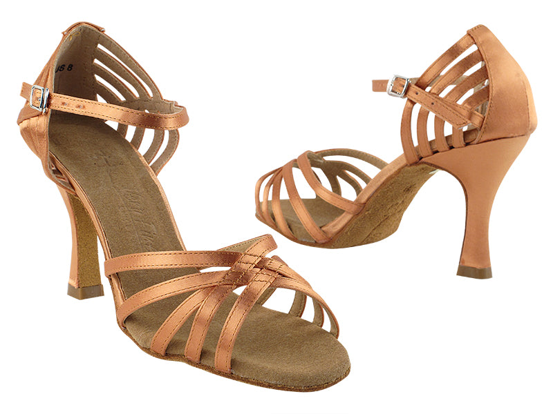 SERA7032 Tan Satin with 3&quot; Heel in the photo