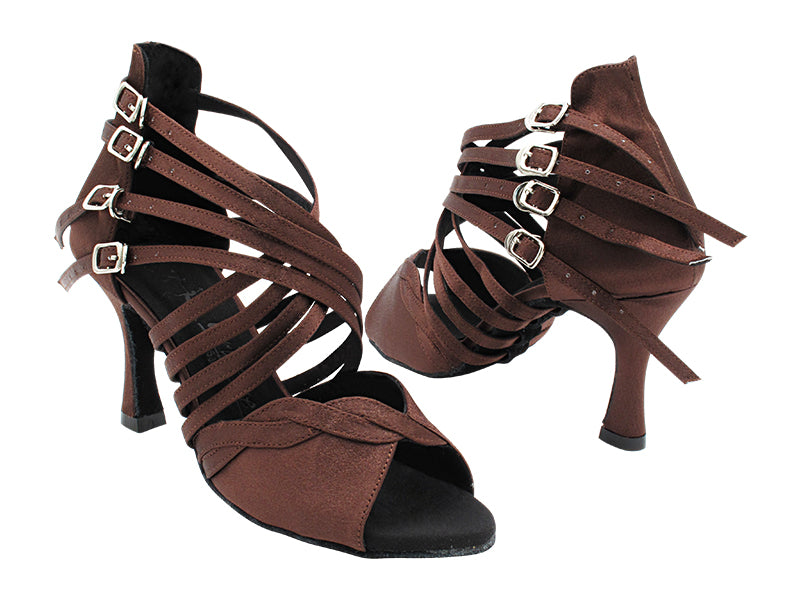 SERA7036 82 Dark Coffee Satin with 3&quot; Flare Heel (5059) in the photo