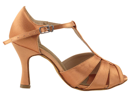 SERA7037 Tan Satin with 3&quot; Heel in the photo