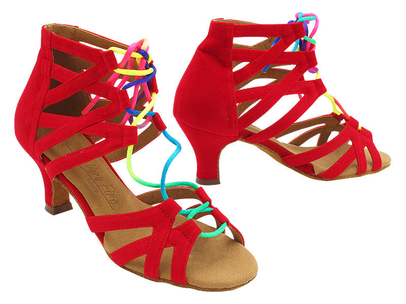 SERA7038 Red Velvet &amp; Rainbow Shoe Laces with 2.5&quot; Low Heel (2040) in the photo