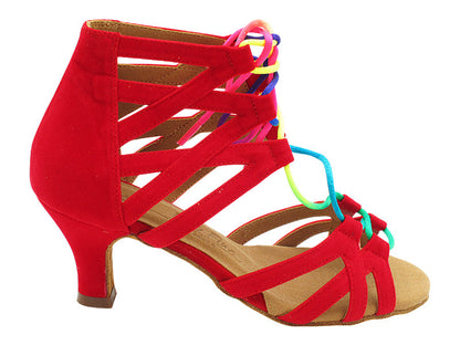 SERA7038 Red Velvet &amp; Rainbow Shoe Laces with 2.5&quot; Low Heel (2040) in the photo