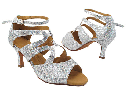 SERA7039 129 Silver Sparklenet with 2.75&quot; Slim Flare Heel (YPG) in the photo