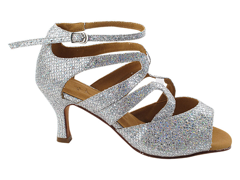 SERA7039 129 Silver Sparklenet with 2.75&quot; Slim Flare Heel (YPG) in the photo