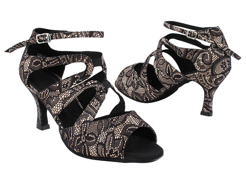 SERA7039 258 Flesh Black Lace with 2.75&quot; Flare Heel (11006/YPG) in the photo