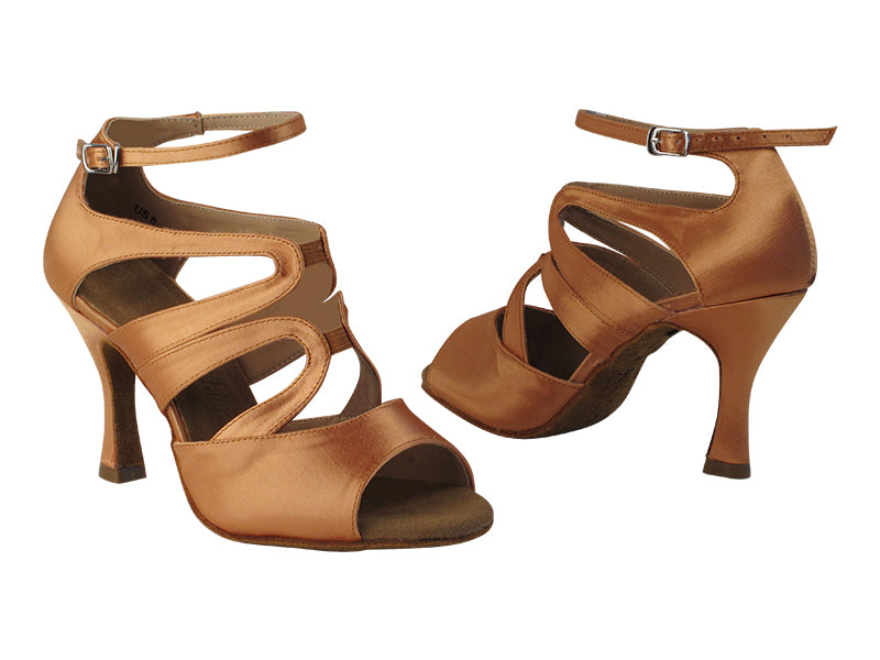 SERA7039 Tan Satin with 3&quot; heel in the photo.