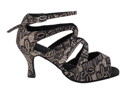 SERA7039 258 Flesh Black Lace with 2.75&quot; Flare Heel (11006/YPG) in the photo