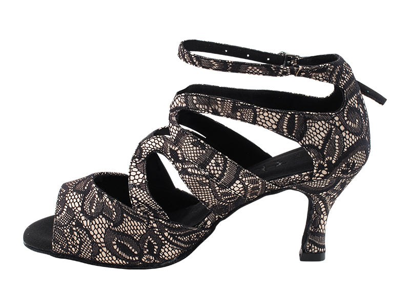 SERA7039 258 Flesh Black Lace with 2.75&quot; Flare Heel (11006/YPG) in the photo