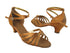 SERA7043 Tan Satin_Gold Trim_Cuban Heel with (5028) 1.2" Cuban Heel in the photo