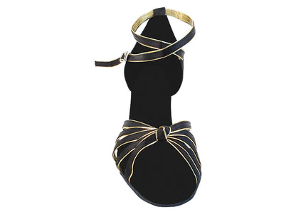 SERA7043 Black Satin_Gold Trim with (2040) 2.5&quot; Heel in the photo