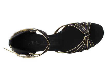 SERA7043 Black Satin &amp; Gold Trim with (5028) 1.2" Cuban Heel in the photo