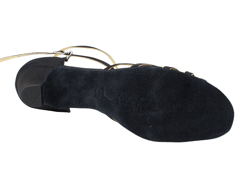 SERA7043 Black Satin &amp; Gold Trim with (5028) 1.2" Cuban Heel in the photo