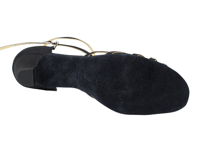 SERA7043 Black Satin &amp; Gold Trim with (5028) 1.2" Cuban Heel in the photo
