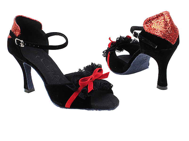 SERA7050 Black &amp; Red Sparkle with 3&quot; Flare Heel (5059) in the photo