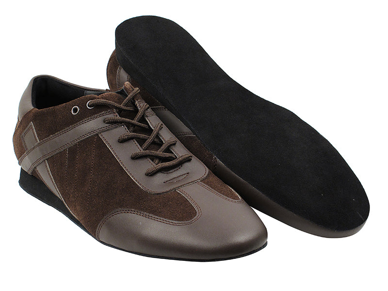 SERO106BBX Coffee Leather_Brown Suede with flat heel in the photo