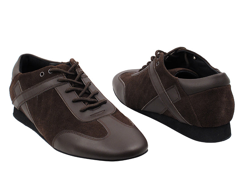 SERO106BBX Coffee Leather_Brown Suede with flat heel in the photo