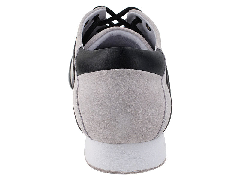 SERO106BBX Vintage White Suede &amp; Black Leather Trim with flat heel in the photo