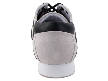SERO106BBX Vintage White Suede &amp; Black Leather Trim with flat heel in the photo