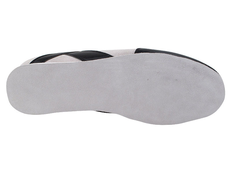 SERO106BBX Vintage White Suede &amp; Black Leather Trim with flat heel in the photo