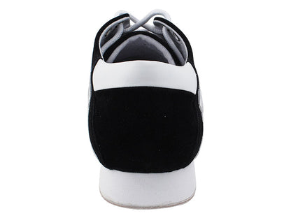 SERO106BBX Black Suede &amp; White Leather Trim with flat heel in the photo