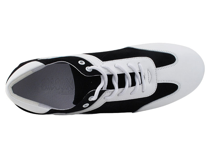 SERO106BBX Black Suede &amp; White Leather Trim with flat heel in the photo