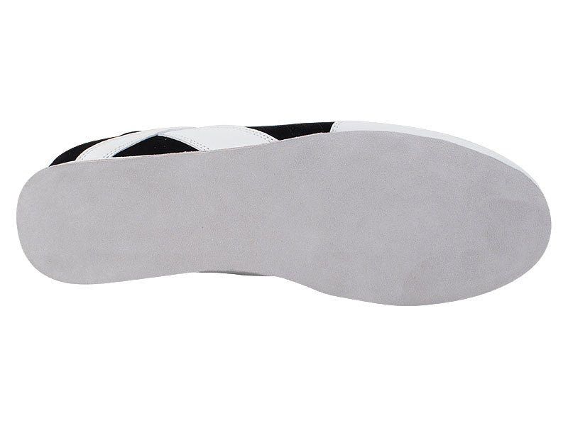 SERO106BBX Black Suede &amp; White Leather Trim with flat heel in the photo