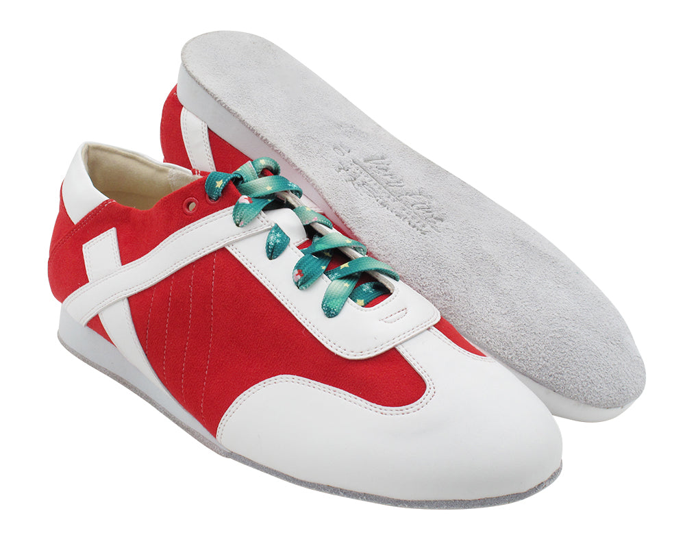 SERO106XY White &amp; Red Oxford Nubuck with 1" flat heel in the photo