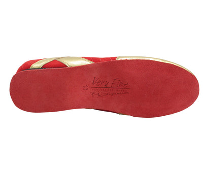 SERO106XY Gold &amp; Red Oxford Nubuck  with 1" flat heel in the photo