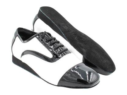 SERO916102 Black Patent &amp; White Leather with 1" flat heel in the photo