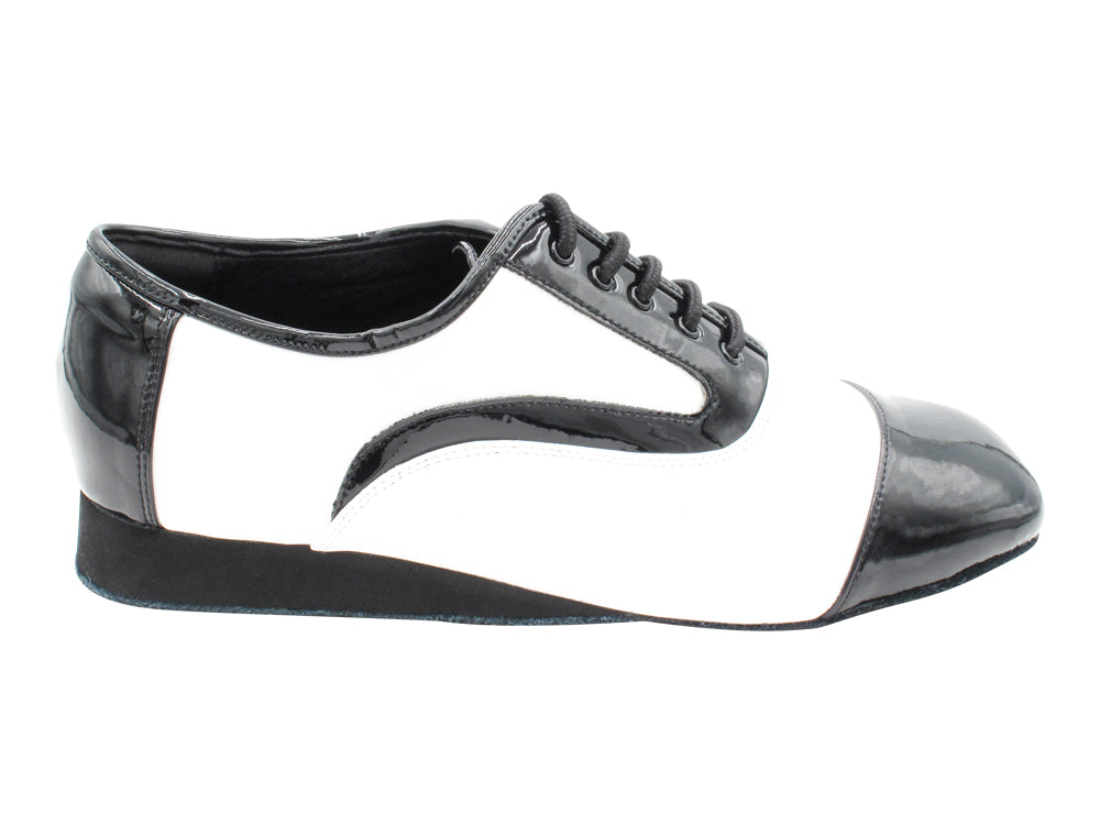 SERO916102 Black Patent &amp; White Leather with 1" flat heel in the photo