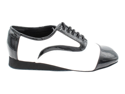SERO916102 Black Patent &amp; White Leather with 1" flat heel in the photo