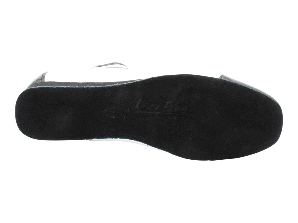 SERO916102 Black Patent &amp; White Leather with 1" flat heel in the photo