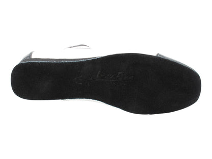 SERO916102 Black Patent &amp; White Leather with 1" flat heel in the photo