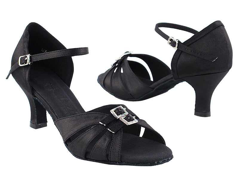 SERA1131 Black Satin with 2.5&quot; heel in the photo