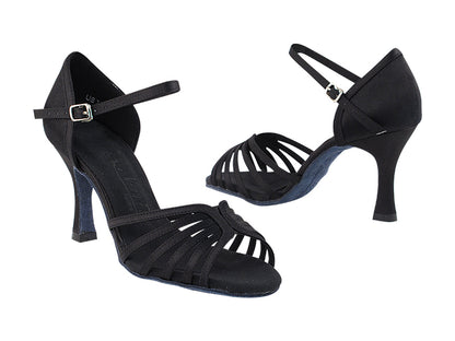 SERA1135 Black Satin with 3&quot; heel in the photo