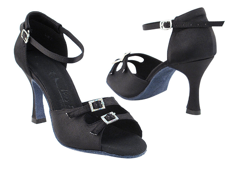 SERA1620 Black Satin with 3&quot; heel in the photo