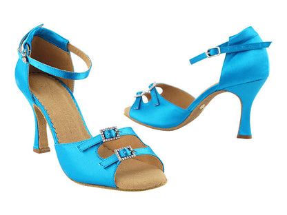 SERA1620 Blue Satin with 3&quot; heel in the photo