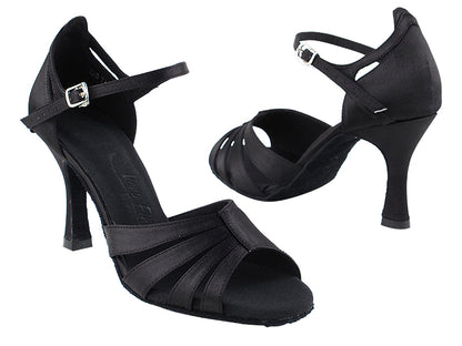 SERA1680 Black Satin with 3&quot; heel in the photo